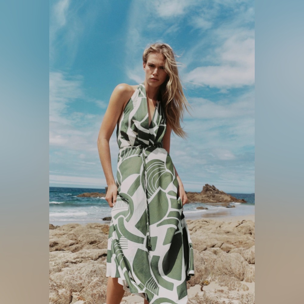 NWT Zara Printed Halter Dress